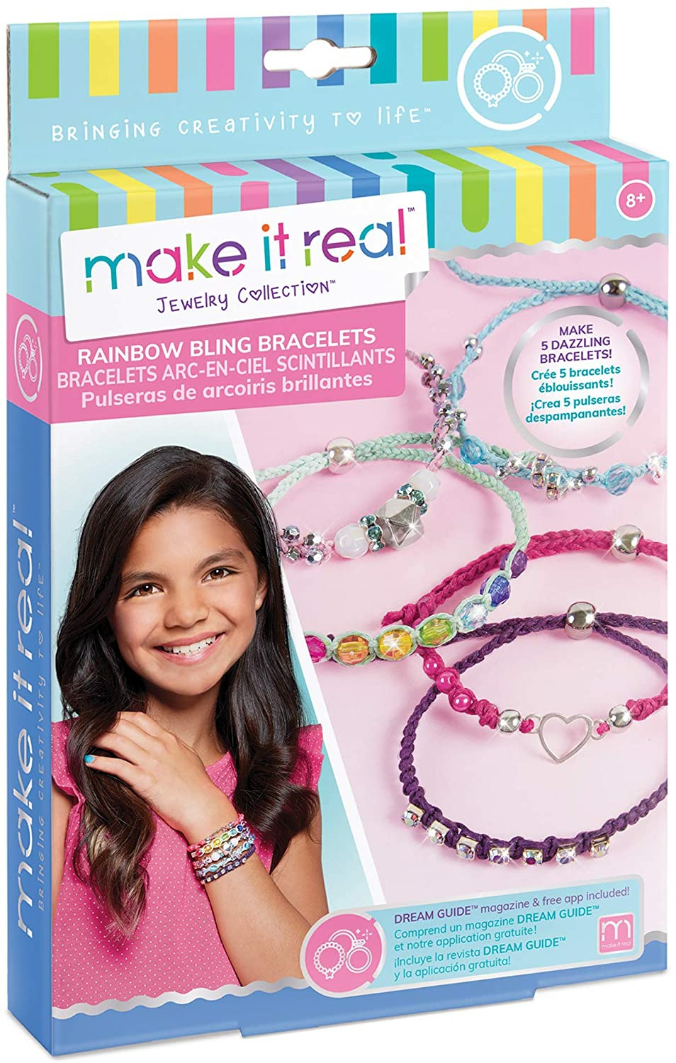 Arts & Crafts |  Rainbow Bling Bracelets Diy Bead & Knot Bracelet Making Kit For Girls Arts & Crafts Arts & Crafts